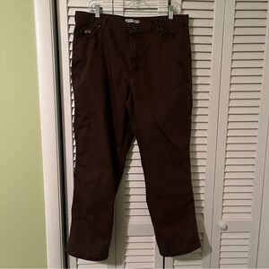 Lee Relaxed Straight Leg At The Waist Brown Cotton Blend Pants Size 16 Short